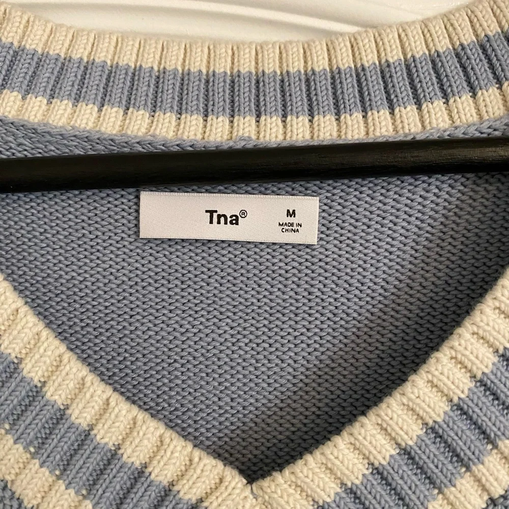 TNA light pale blue v neck sweater vest NWOT - Picture 2 of 3